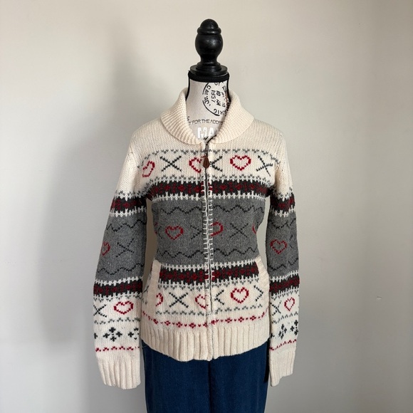 Roots Sweaters - Roots Cowichan Wool Zip Up Sweater Cottagecore 100% Lambswool